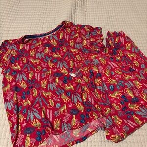 Secret Treasures Red and Blue Leaf Print Top